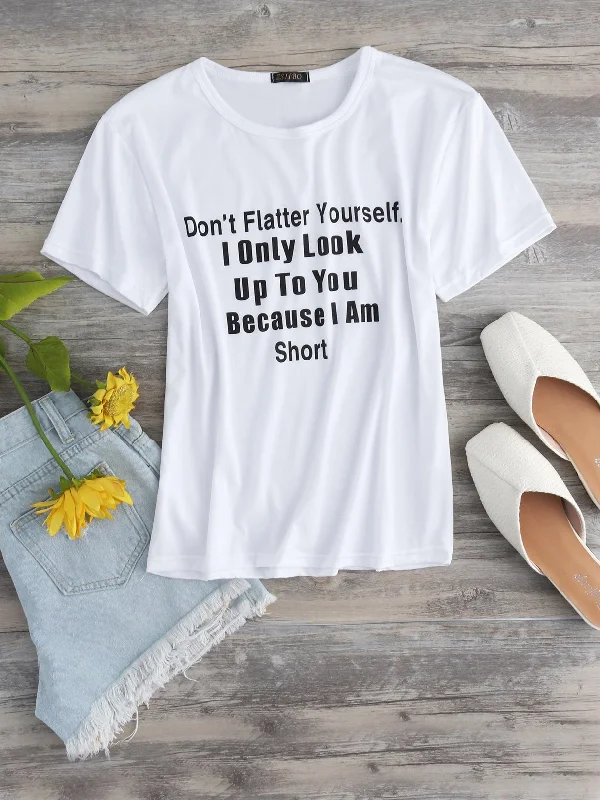 Bonus Savings Wholesale Round Neck Letter Short Sleeve White Tee
