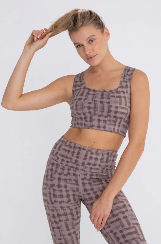 Price Reduction Hounds Tooth Open Back Sports Bra