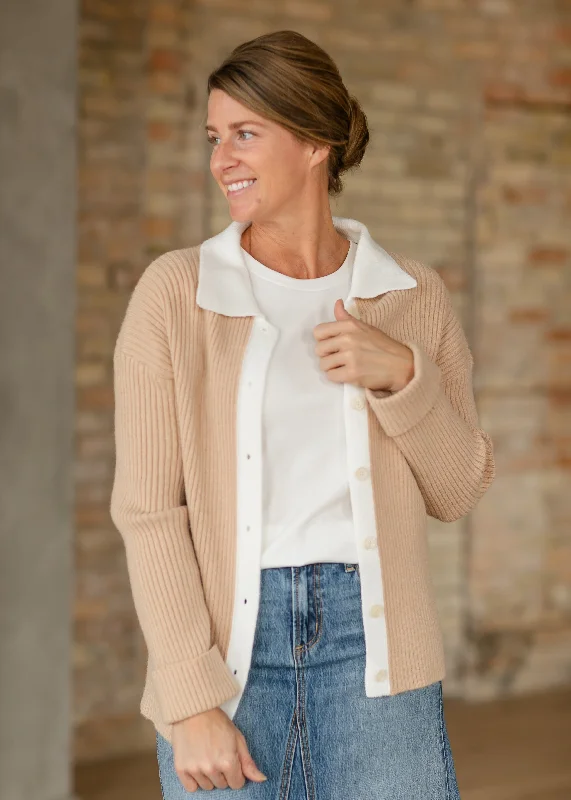 Weekend Bargains to Enjoy Herminie Two-Tone Button Up Cardigan