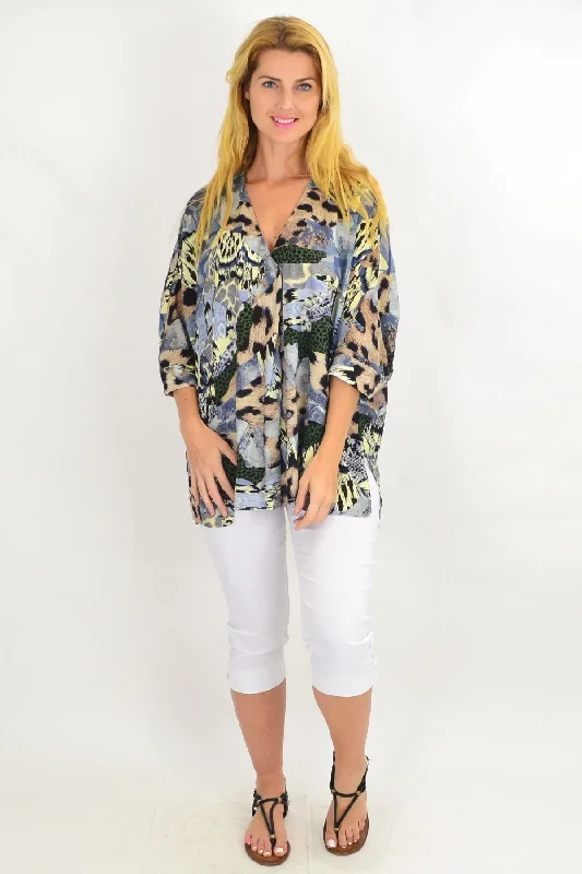 While Supplies Last Blue African Safari Tunic Top