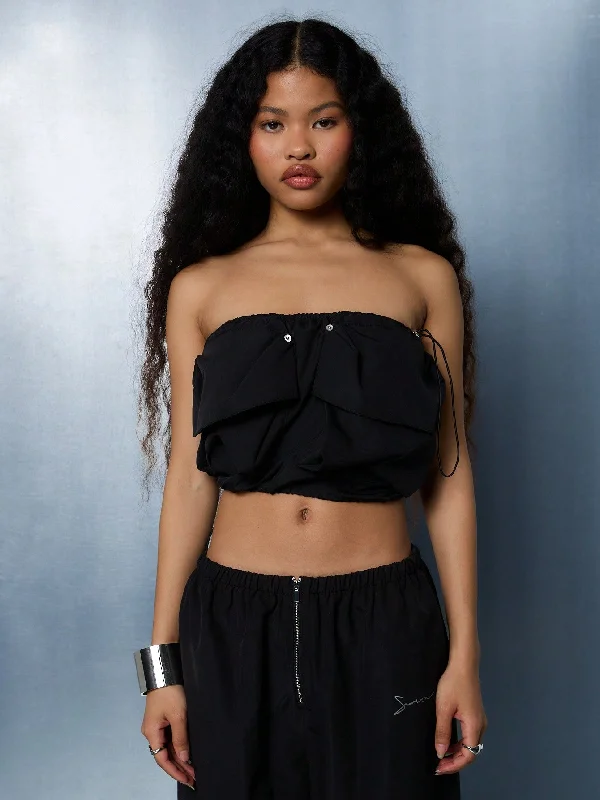 Weekend Specials to Grab SUMWON WOMEN Utility Pocket Bandeau Top With String Cord Stopper