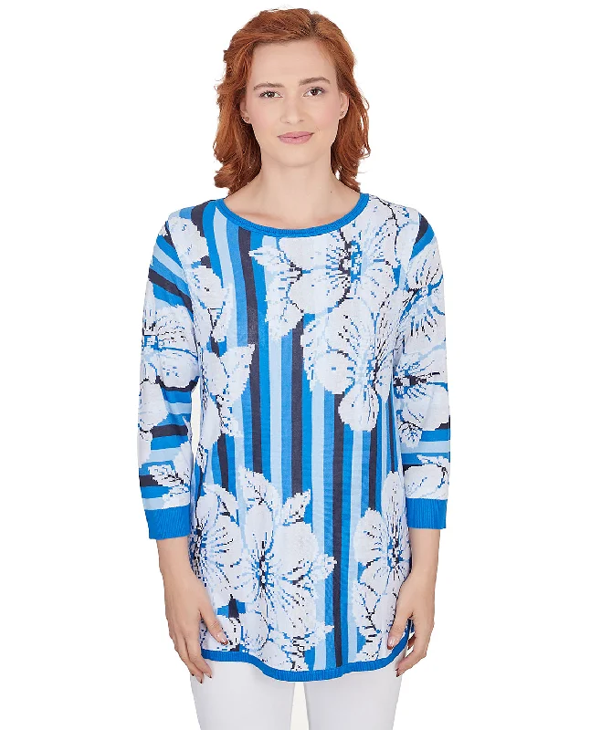 Reduced Price Ruby Road Blue Horizon Striped Pullover Sweater