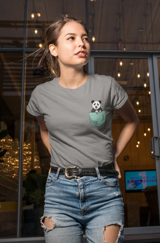 Markdown Madness Cute Panda Half-Sleeve Pocket Design T-Shirts