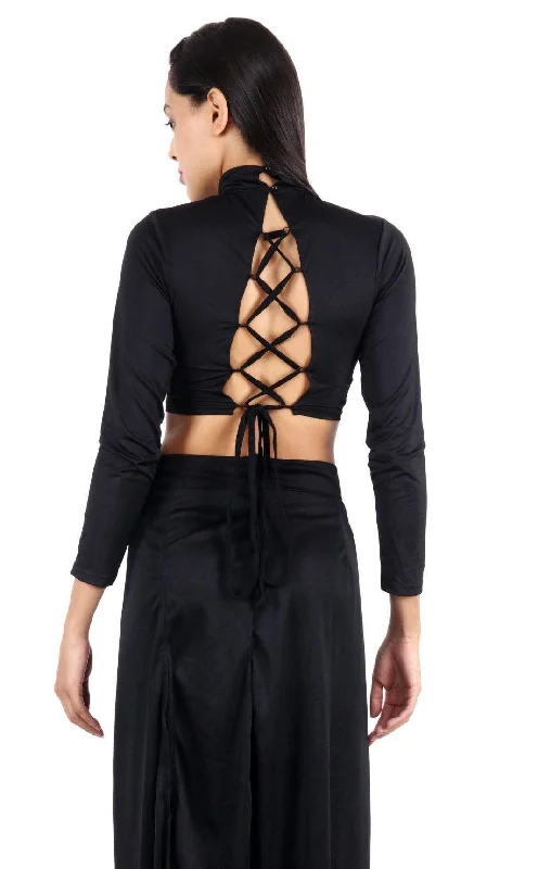 Sale Event Black Solid Back Criss Cross Tie Top