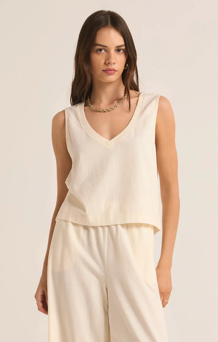 Weekend Discounts to Savor Sloane V Neck Top - Sea Salt