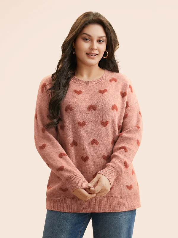 Weekend Deal Heart Shaped Drop Shoulder Pullover
