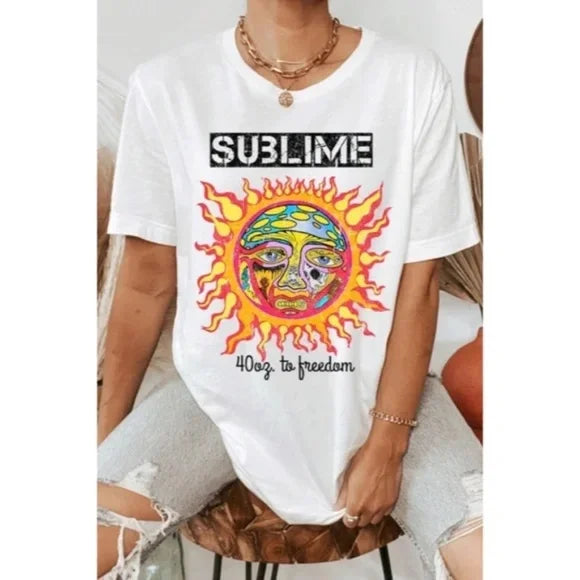Online Exclusive Sublime 40oz To Freedom Band Music White Short Sleeve Relaxed Fit Graphic Tee Online Exclusive Sublime 40oz To Freedom Band Music White Short Sleeve Relaxed Fit Graphic Tee