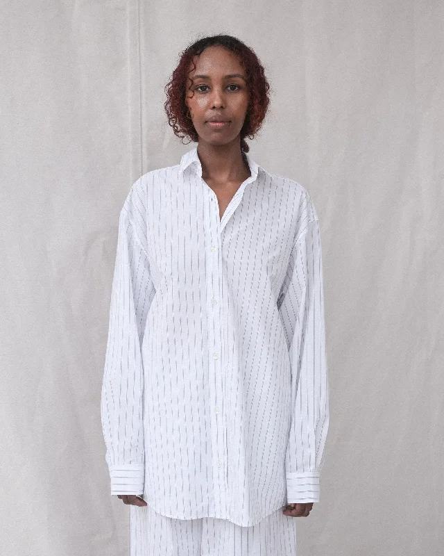 Your Weekend, Your Savings Ole Shirt - Organic Cotton Poplin - White Blue Stripe