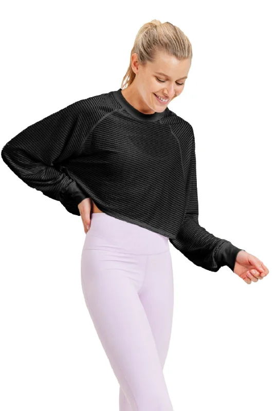 Weekend Bargains to Cherish Mono B  Raglan Sleeve Crop Top AT3094
