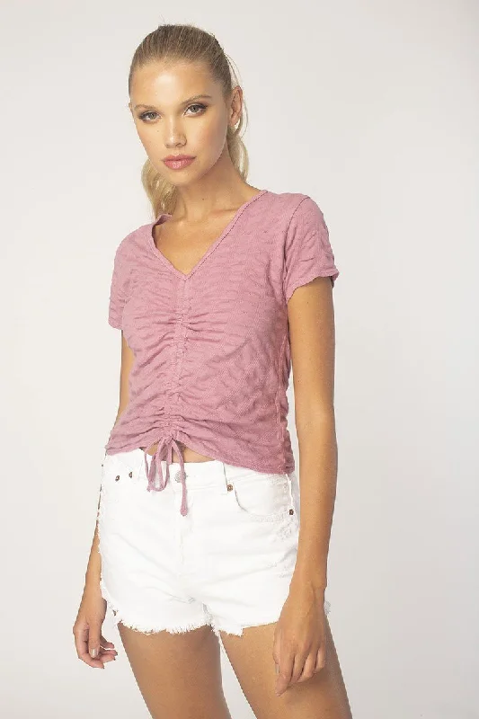 Price Drop Cassis Ruched Front Top