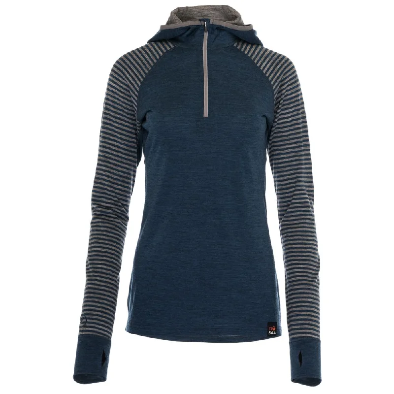 Time-Limited Offer Womens Merino 200 Zip Neck Hoodie (Stripe Petrol/Charcoal)
