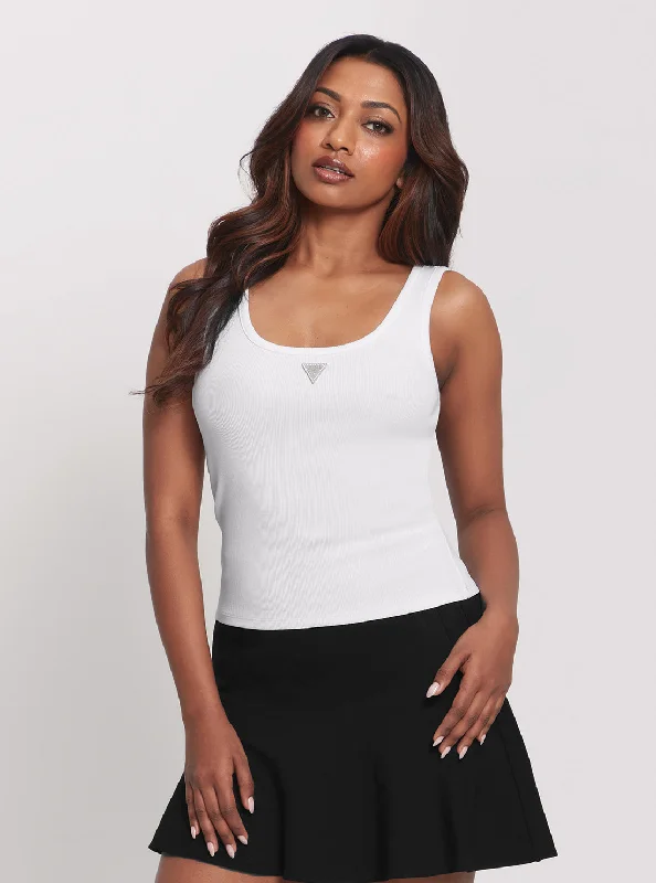 Weekend Deals to Make You Smile White Ribbed Knit Tank Top