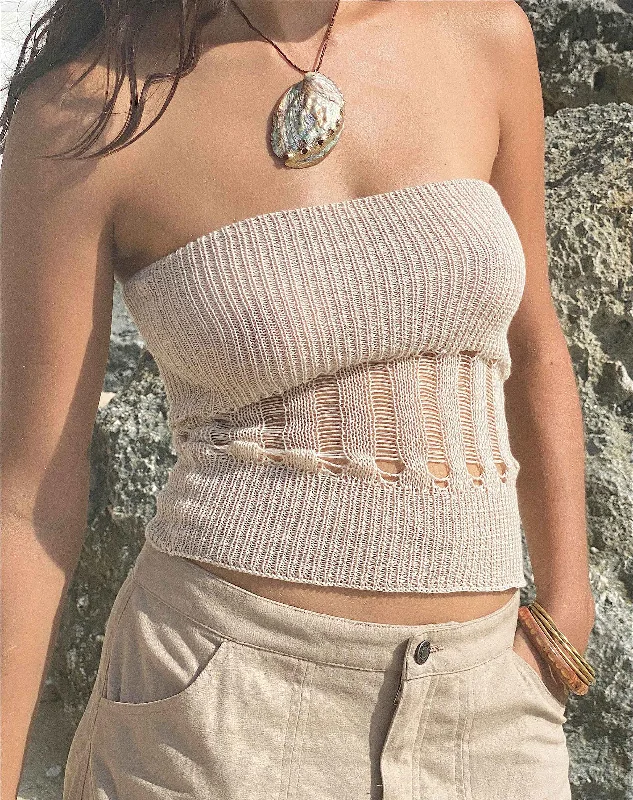 Final Clearance Camille Knitted Tube Top in Neutral