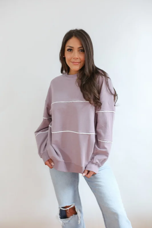 Price Smash Relaxed Fit Invisible Zipper Breastfeeding Sweatshirt with Piping