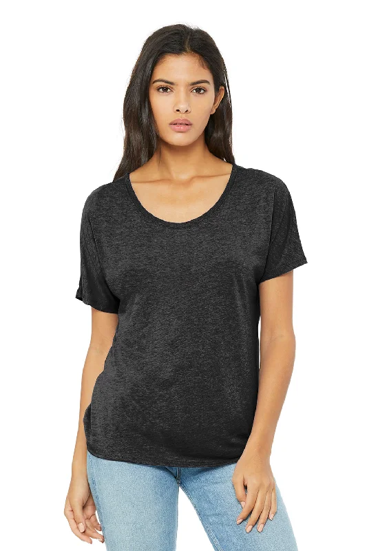 Weekend Discounts to Indulge In Bella + Canvas Womens Slouchy Short Sleeve Wide Neck T-Shirt - Charcoal Black Triblend