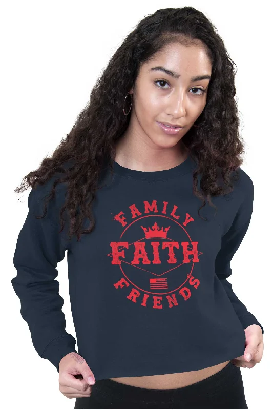 Discount Mania Faith Family Friends Crop Top Crewneck Sweatshirt