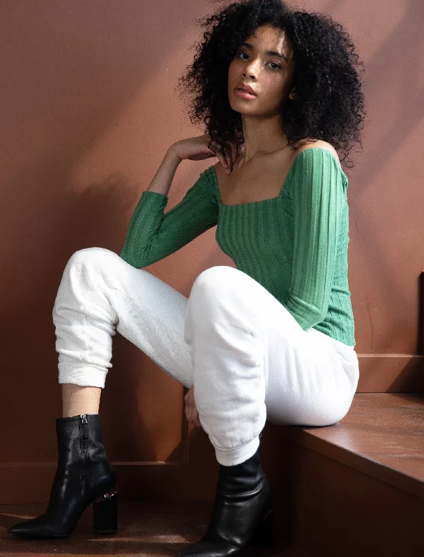 Deep Savings Green Square Neck Top