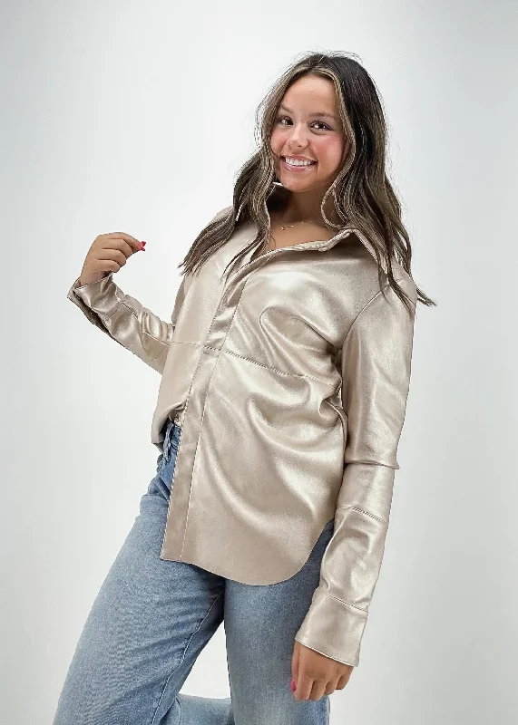 Extra Savings Francesca Faux Leather Button Down