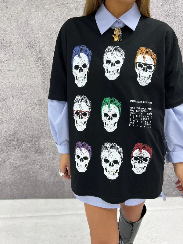 Weekend Specials to Delight Rebel Skull Repeat T-Shirt In Black