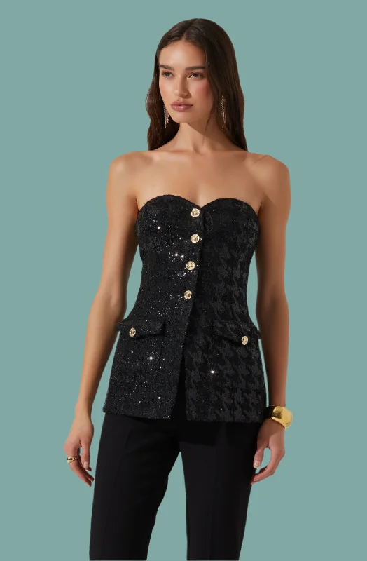 Weekend Offers That Tempt Milani Tweed Houndstooth Sequin Top
