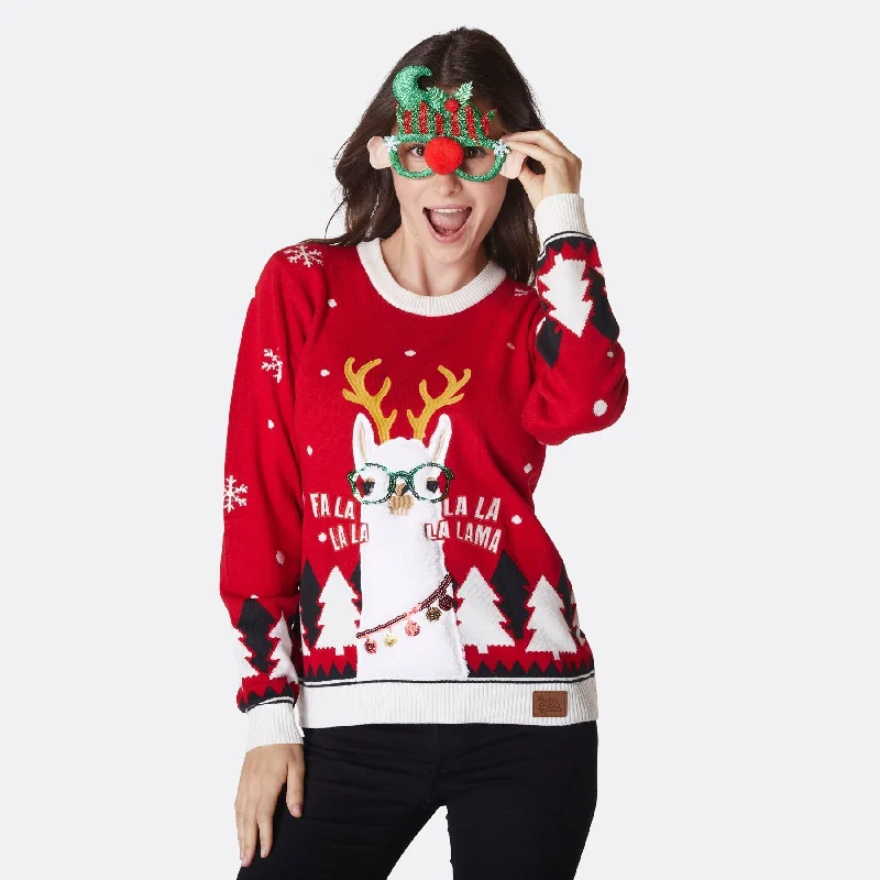 Extra Savings Lama Weihnachtspullover Damen
