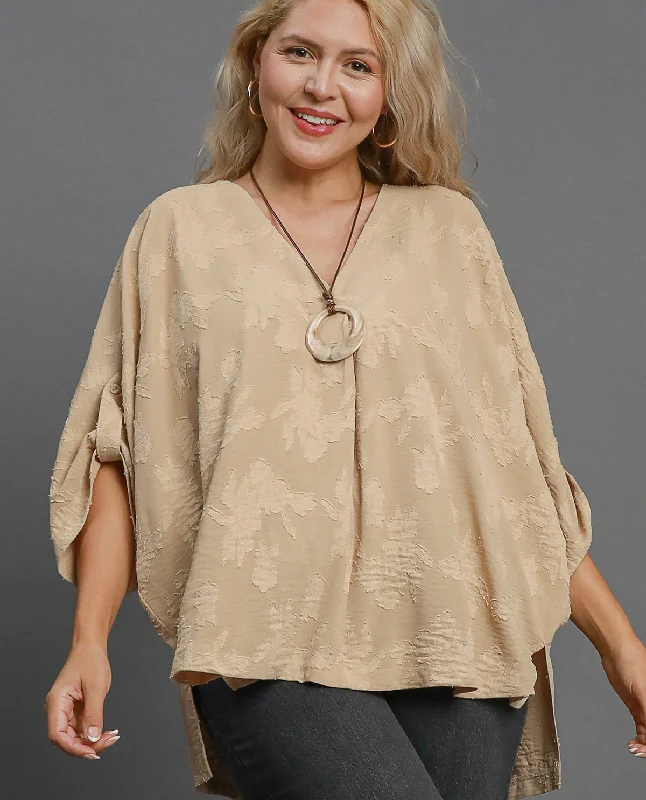 Year-End Deals Plus Burnout V-Neck Oversized Floral Top