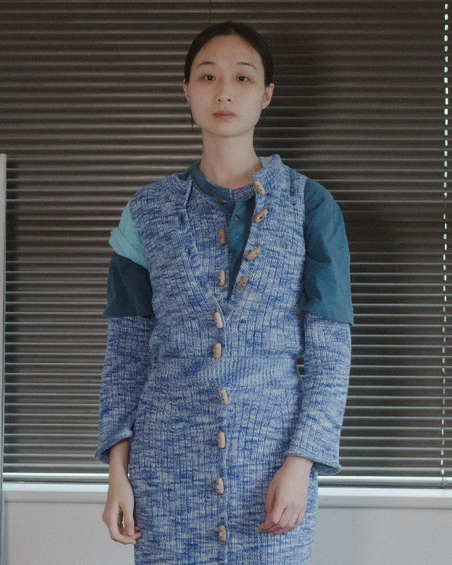 Online Only Drip Top - Organic Cotton Knit - Blue Melange