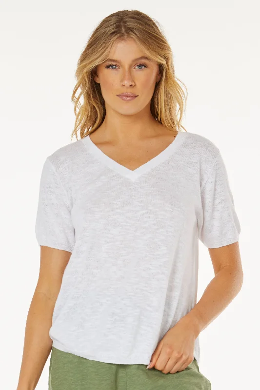 New Deals Mododoc Short Sleeve V-Neck Summer Sweater