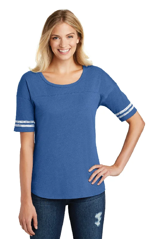 Can't Resist District Womens Scorecard Short Sleeve Crewneck T-Shirt - Heather True Royal Blue/White - Closeout
