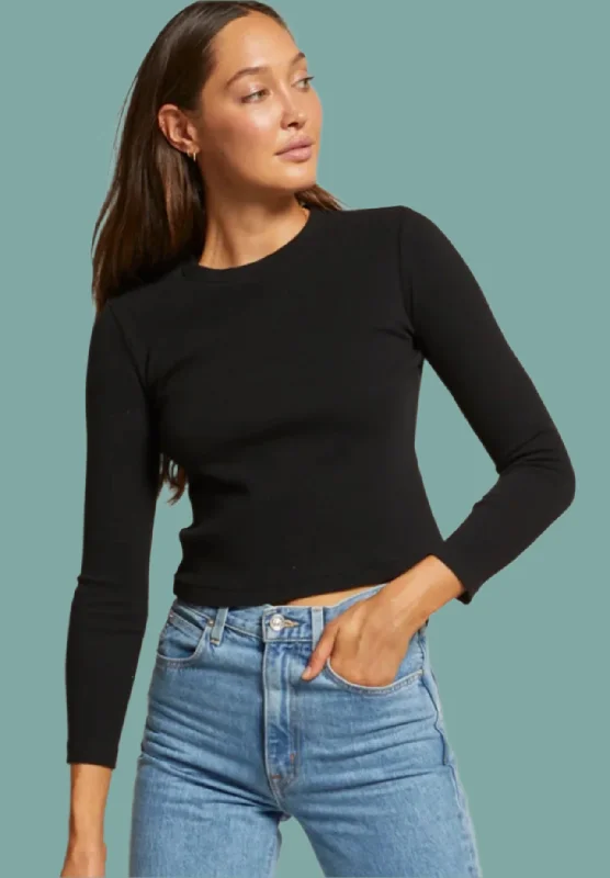 Weekend Savings Extravaganza Foxx Ribbed Long Sleeve Structured Tee