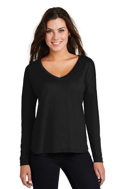 Extra Savings District Womens Drapey Short Sleeve V-Neck T-Shirt - Black - Closeout
