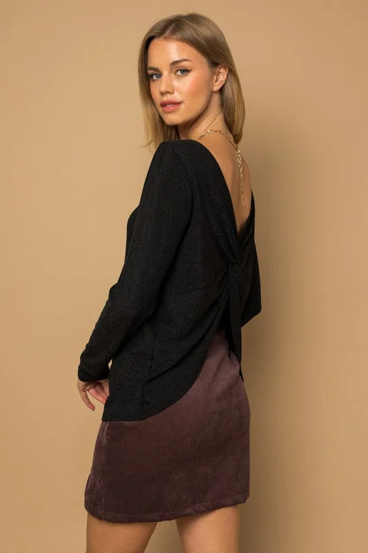 Daily Special L/S Back Twist Glitter Top