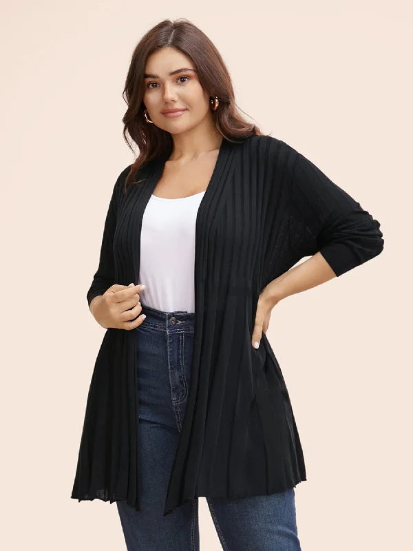 Take Action Plain Textured Kimono Collar Cardigan
