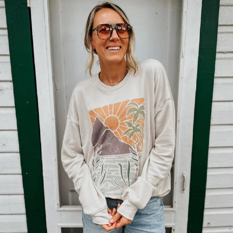 Don't Miss Out Neutral Island Scene Sweatshirt