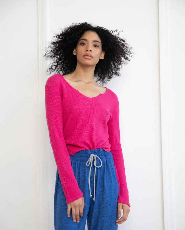 Special Price Pink Scoop Slit Top