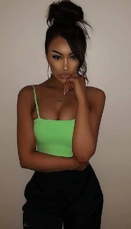 Discount Deals Strappy Neon Green Crop Top