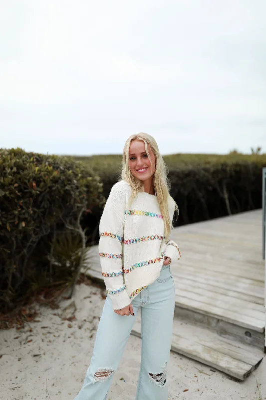 Weekend Deals That Amaze Stitched Up Sweater - Ivory