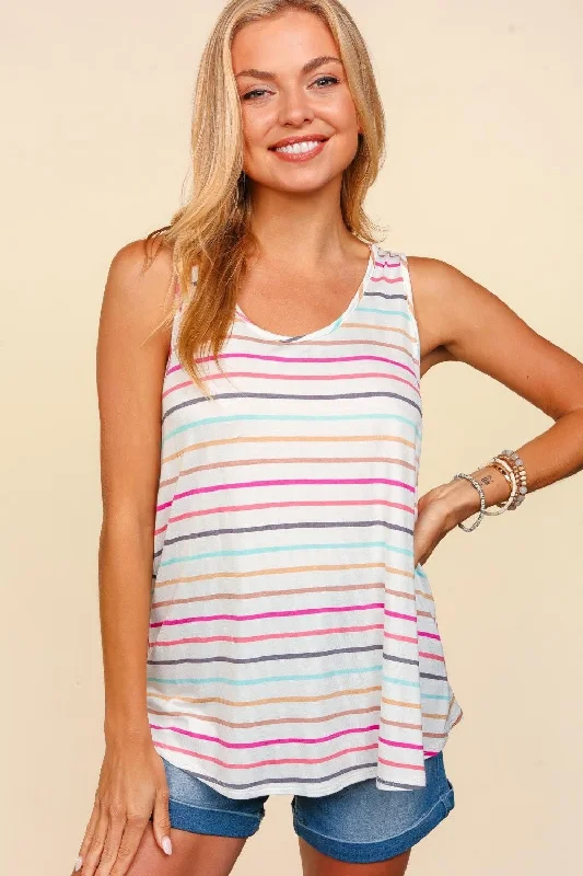 Weekend Sale: Don't Miss Out Haptics Round Neck Striped Knit Tank