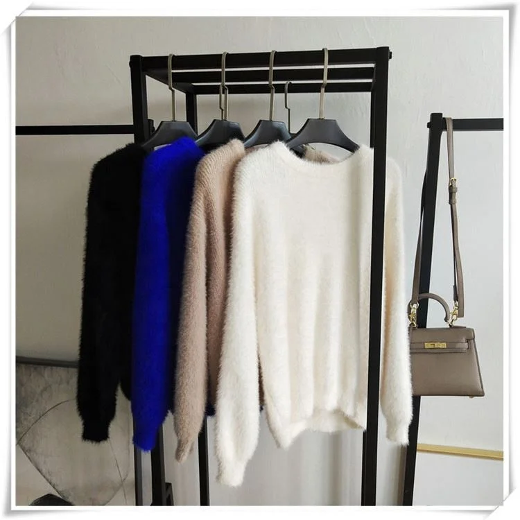 Best Seller Wholesale Pink Lady Slim Fit Simulation Mink Cashmere Sweater