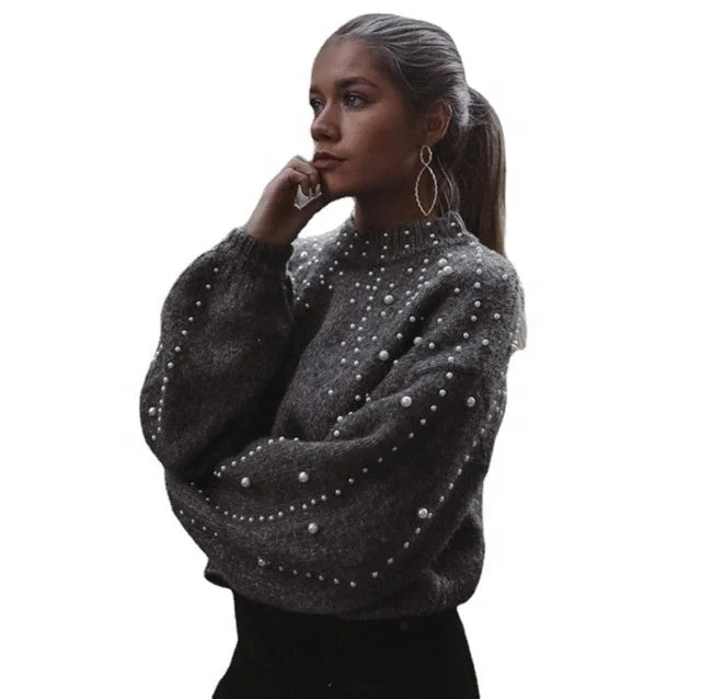 Don't Miss 2022 Round Neck Sweater Women Pullover Bubble Bead Style Women's