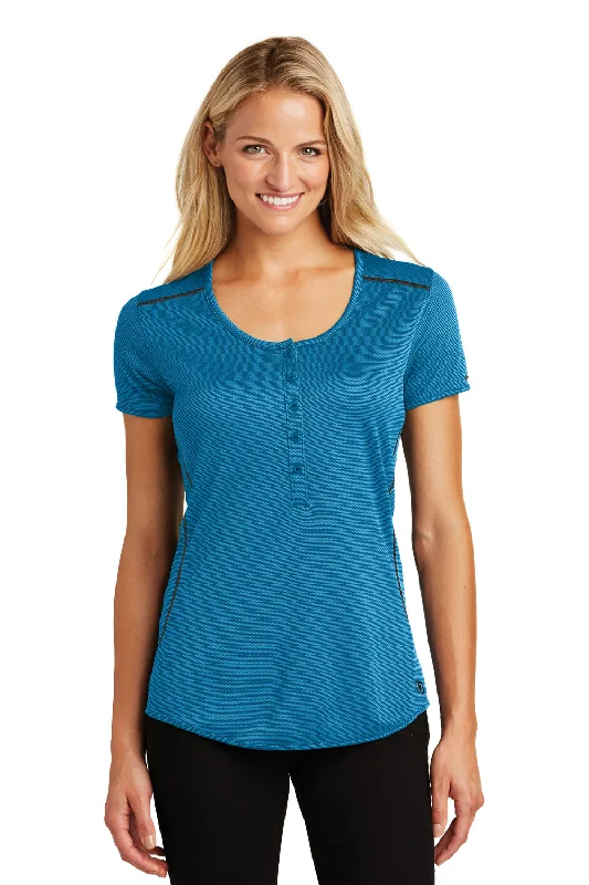 Price Meltdown Ogio Womens Orbit Moisture Wicking Short Sleeve Henley T-Shirt - Bolt Blue/Blacktop - Closeout Price Meltdown Ogio Womens Orbit Moisture Wicking Short Sleeve Henley T-Shirt - Bolt Blue/Blacktop - Closeout