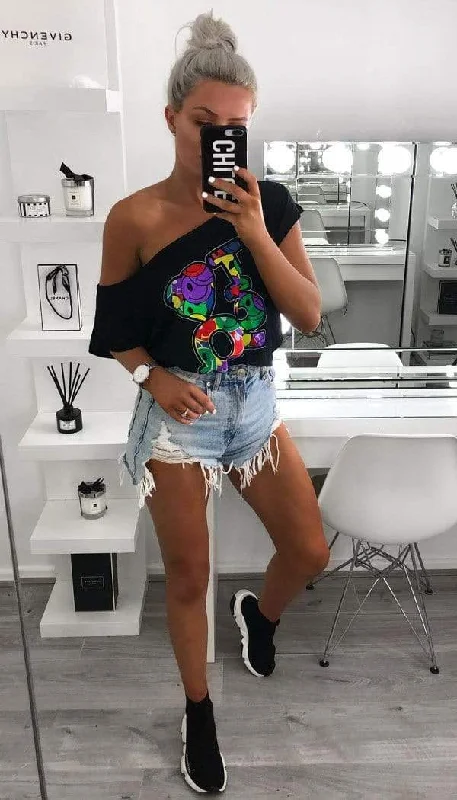 Act Fast " I LOVE 90'S" T-Shirt In Black