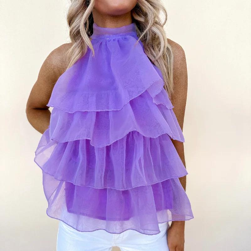 Discount Deals Purple Tulle Top