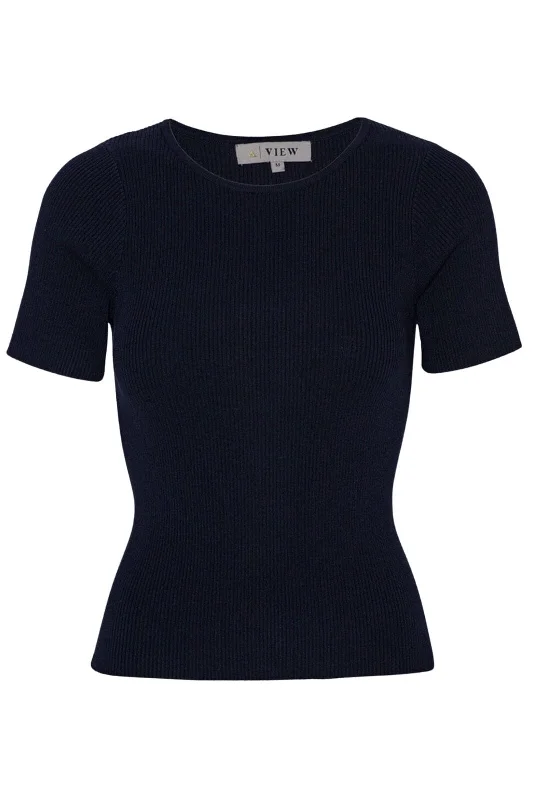 Exclusive Online Offer Forudbestilling - A-View - Rib Knit Short Sleeve Top - 999 Black