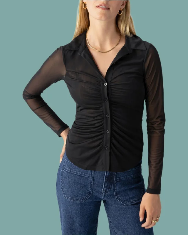Savings Event Dreamgirl Mesh Button Up Top