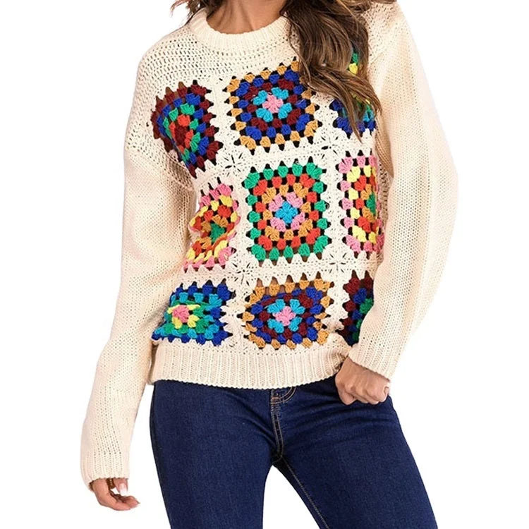 Huge Savings Clothing Suppliers Wholesale OEM Tailored Women's Loose Crochet Openwork Sweater Pullovers Huge Savings Clothing Suppliers Wholesale OEM Tailored Women's Loose Crochet Openwork Sweater Pullovers