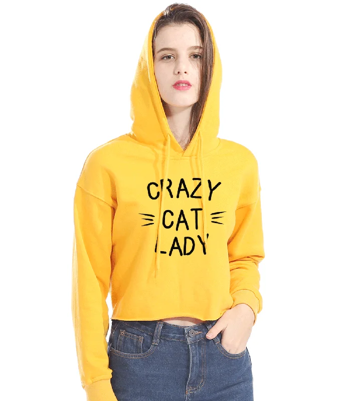 Extra Savings CROPPED CRAZY CAT LADY HOODIE