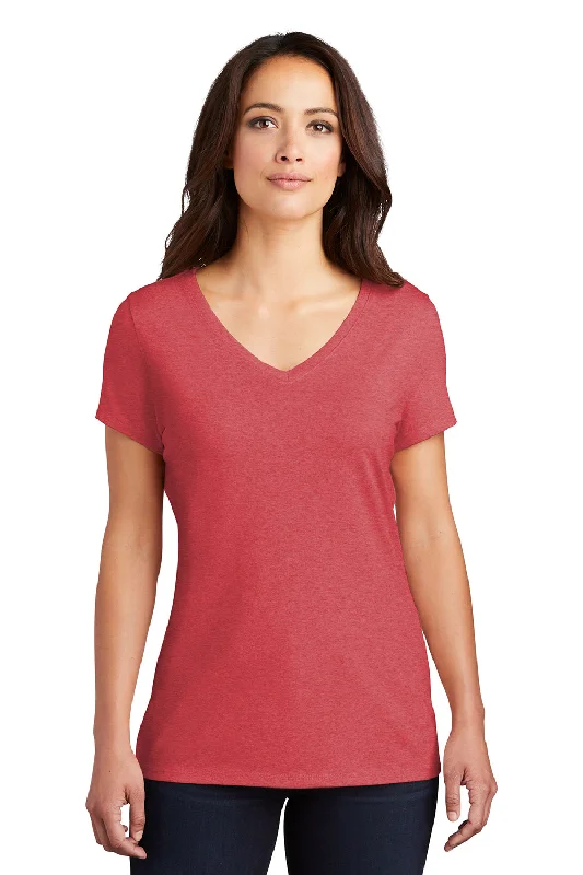 Shop and Save District Womens Perfect Tri Short Sleeve V-Neck T-Shirt - Red Frost