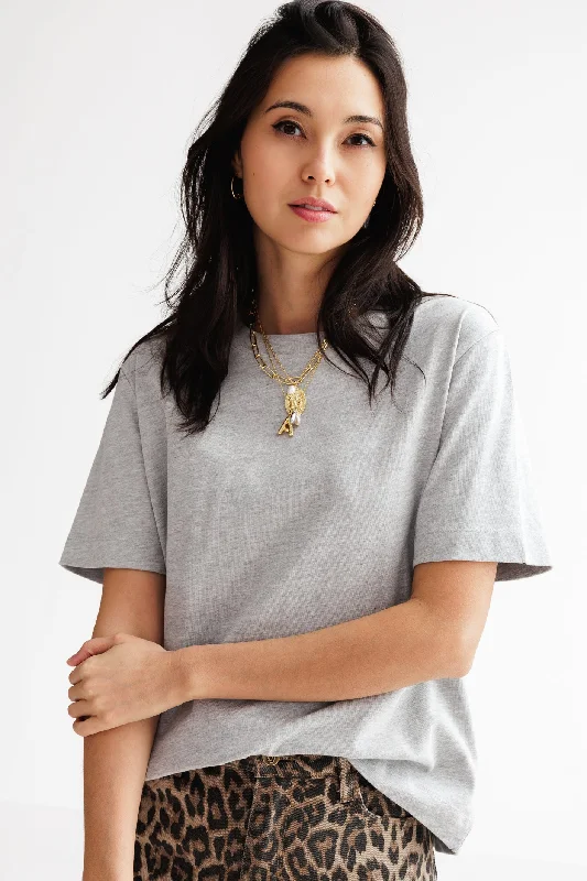 Fantastic Offers Essential Boxy Tee Light Grey Melange