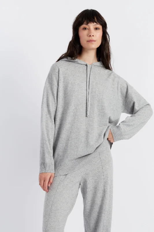 Weekend Flash Sale Light-Grey Wool-Cashmere Relaxed Hoodie
